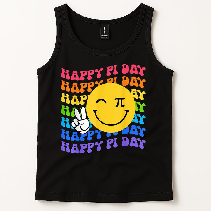 Happy Pi Day Groovy 3.14 Pi Number Teacher Girl Tank Top