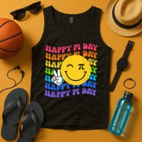 Happy Pi Day Groovy 3.14 Pi Number Teacher Girl Tank Top