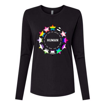 Human Pride Design Human LGBTQ Flag Womens Cotton Relaxed Long Sleeve T-Shirt