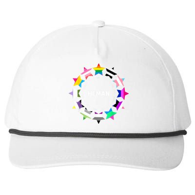 Human Pride Design Human LGBTQ Flag Snapback Five-Panel Rope Hat