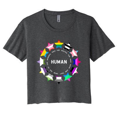 Human Pride Design Human LGBTQ Flag Women's Crop Top Tee