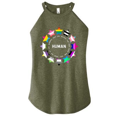 Human Pride Design Human LGBTQ Flag Women’s Perfect Tri Rocker Tank