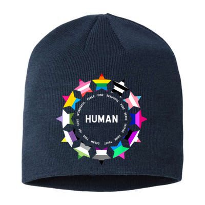 Human Pride Design Human LGBTQ Flag Sustainable Beanie