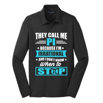 Happy Pi Day Mathematic Math Teacher Funny Quote Gift Great Gift Silk Touch Performance Long Sleeve Polo