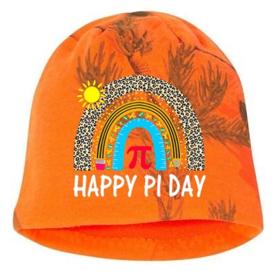 Happy Pi Day Teacher Rainbow Leopard Pi Math Lover 3 14 Pi Kati - Camo Knit Beanie