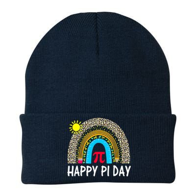 Happy Pi Day Teacher Rainbow Leopard Pi Math Lover 3 14 Pi Knit Cap Winter Beanie