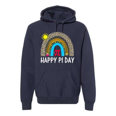 Happy Pi Day Teacher Rainbow Leopard Pi Math Lover 3 14 Pi Premium Hoodie