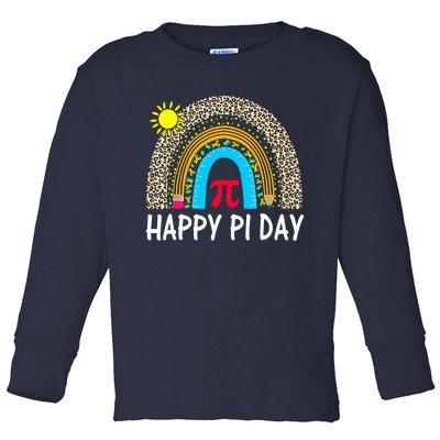 Happy Pi Day Teacher Rainbow Leopard Pi Math Lover 3 14 Pi Toddler Long Sleeve Shirt