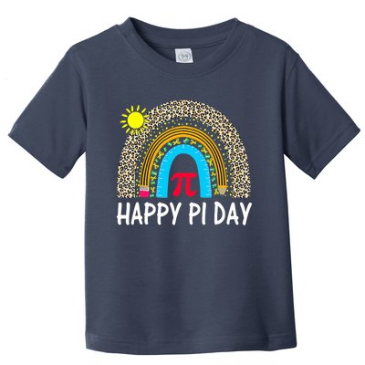 Happy Pi Day Teacher Rainbow Leopard Pi Math Lover 3 14 Pi Toddler T-Shirt