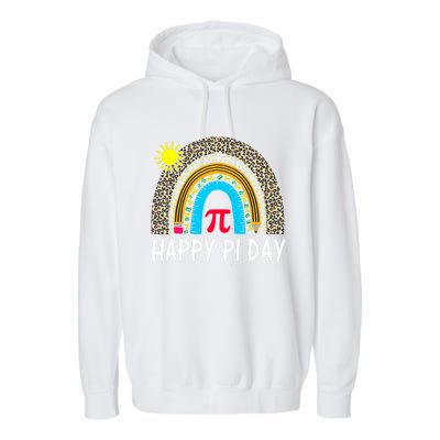 Happy Pi Day Teacher Rainbow Leopard Pi Math Lover 3 14 Pi Garment-Dyed Fleece Hoodie