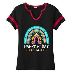 Happy Pi Day Mathematic Math Teacher Gift Rainbow Women Girl Ladies Halftime Notch Neck Tee