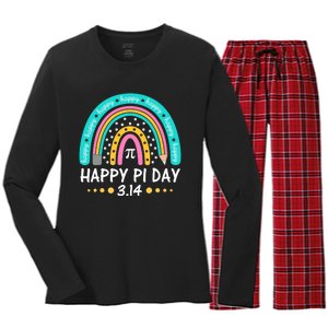 Happy Pi Day Mathematic Math Teacher Gift Rainbow Women Girl Women's Long Sleeve Flannel Pajama Set 