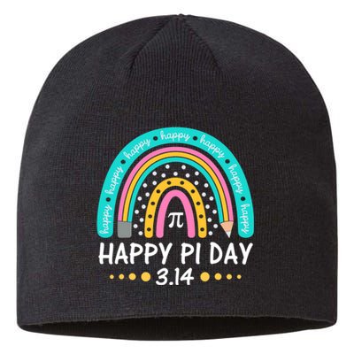 Happy Pi Day Mathematic Math Teacher Gift Rainbow Women Girl Sustainable Beanie