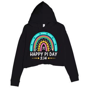 Happy Pi Day Mathematic Math Teacher Gift Rainbow Women Girl Crop Fleece Hoodie