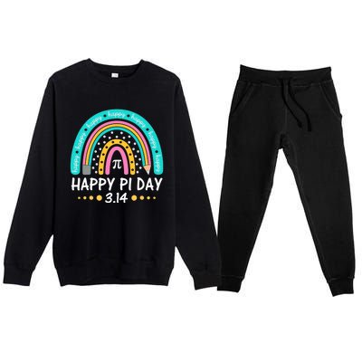 Happy Pi Day Mathematic Math Teacher Gift Rainbow Women Girl Premium Crewneck Sweatsuit Set