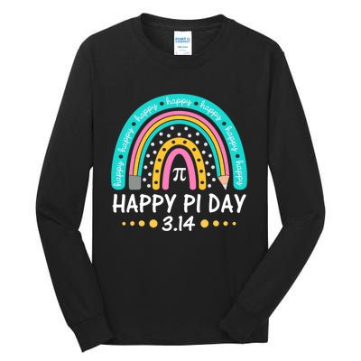 Happy Pi Day Mathematic Math Teacher Gift Rainbow Women Girl Tall Long Sleeve T-Shirt