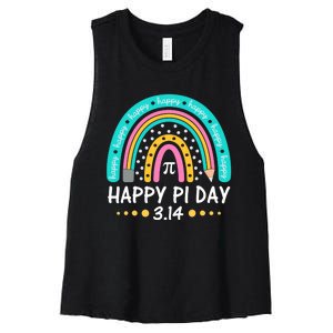 Happy Pi Day Mathematic Math Teacher Gift Rainbow Women Girl Women's Racerback Cropped Tank