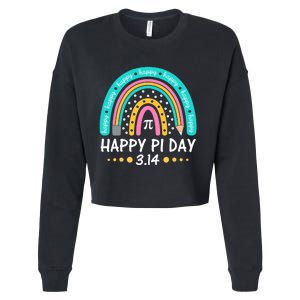 Happy Pi Day Mathematic Math Teacher Gift Rainbow Women Girl Cropped Pullover Crew