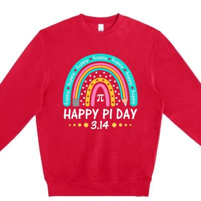 Happy Pi Day Mathematic Math Teacher Gift Rainbow Women Girl Premium Crewneck Sweatshirt