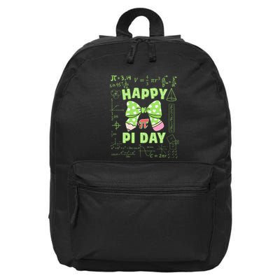 Happy Pi Day Funny Math Coach Teacher Pi Day Coquette Bow 16 in Basic Backpack