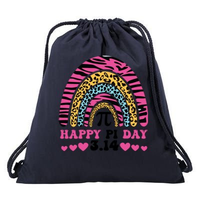 Happy PI Day Leopard Print Drawstring Bag