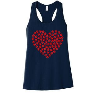 Heart Paw Dog Love Funny Valentines Day Gift For Girls Women Women's Racerback Tank