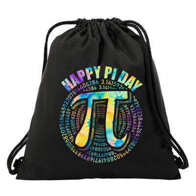 Happy Pi Day 3 14 Pi Day Math Teacher Mathematics Tie Dye Cute Gift Drawstring Bag
