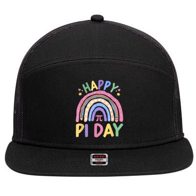 Happy Pi Day Rainbow 3.14 Pi Number Math Teacher Women  7 Panel Mesh Trucker Snapback Hat
