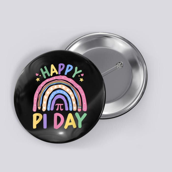 Happy Pi Day Rainbow 3.14 Pi Number Math Teacher Women  Button