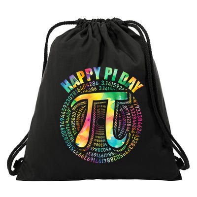 Happy Pi Day 3 14 Pi Number Symbol Math Science Tie Dye Gift Drawstring Bag
