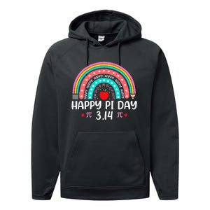 Happy Pi Day Mathematics Math Teacher Rainbow Performance Fleece Hoodie