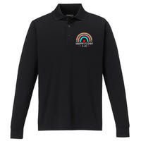 Happy Pi Day Mathematics Math Teacher Rainbow Performance Long Sleeve Polo