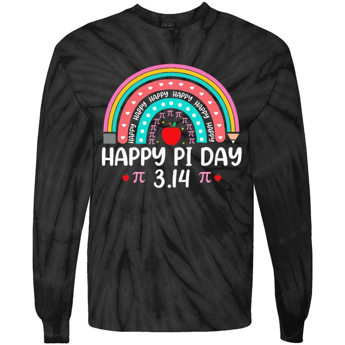 Happy Pi Day Mathematics Math Teacher Rainbow Tie-Dye Long Sleeve Shirt