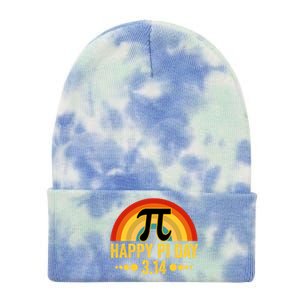 Happy Pi Day Funny 3 14 Math March 14 Nerd Colors Rainbow Great Gift Tie Dye 12in Knit Beanie