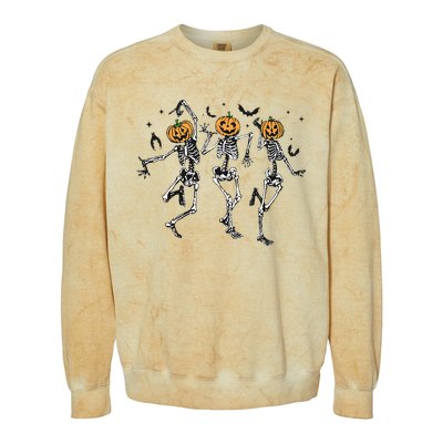 Halloween Pumpkin Dancing Skeleton Costume Colorblast Crewneck Sweatshirt