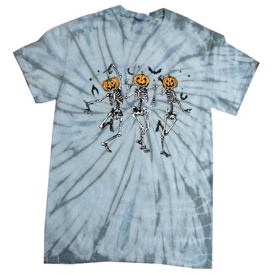 Halloween Pumpkin Dancing Skeleton Costume Tie-Dye T-Shirt