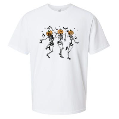 Halloween Pumpkin Dancing Skeleton Costume Sueded Cloud Jersey T-Shirt