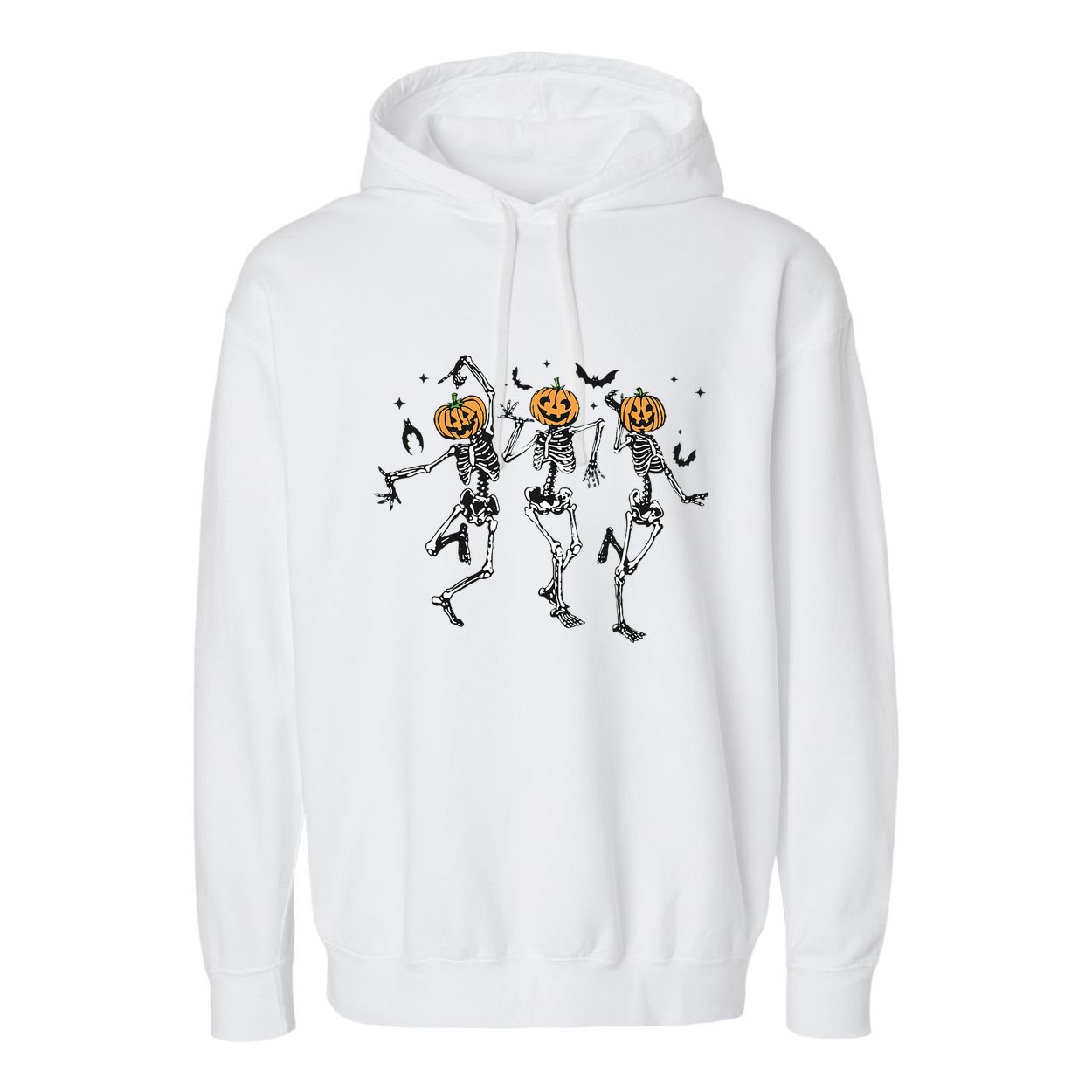 Halloween Pumpkin Dancing Skeleton Costume Garment-Dyed Fleece Hoodie