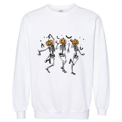 Halloween Pumpkin Dancing Skeleton Costume Garment-Dyed Sweatshirt