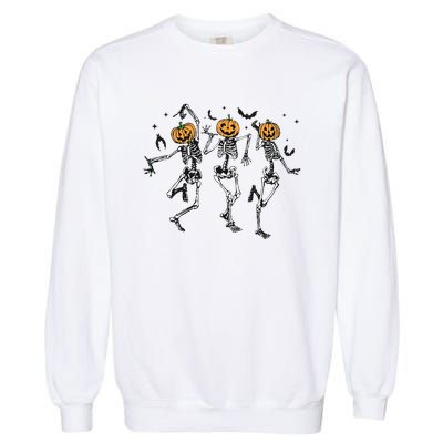 Halloween Pumpkin Dancing Skeleton Costume Garment-Dyed Sweatshirt