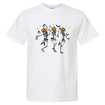 Halloween Pumpkin Dancing Skeleton Costume Garment-Dyed Heavyweight T-Shirt