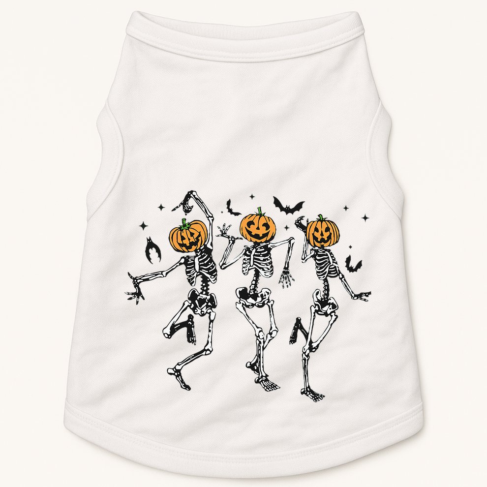 Halloween Pumpkin Dancing Skeleton Costume Doggie Tank