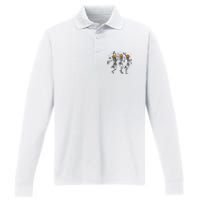 Halloween Pumpkin Dancing Skeleton Costume Performance Long Sleeve Polo