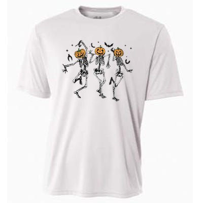 Halloween Pumpkin Dancing Skeleton Costume Cooling Performance Crew T-Shirt