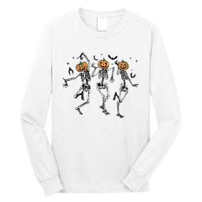 Halloween Pumpkin Dancing Skeleton Costume Long Sleeve Shirt