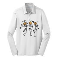 Halloween Pumpkin Dancing Skeleton Costume Silk Touch Performance Long Sleeve Polo