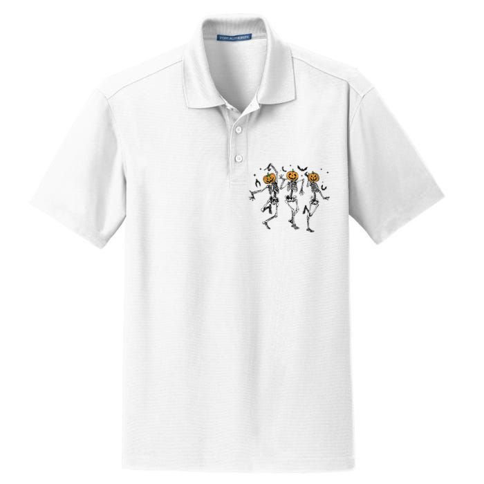 Halloween Pumpkin Dancing Skeleton Costume Dry Zone Grid Polo