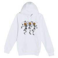 Halloween Pumpkin Dancing Skeleton Costume Premium Pullover Hoodie