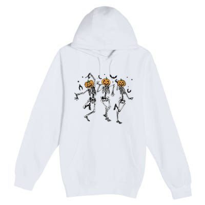 Halloween Pumpkin Dancing Skeleton Costume Premium Pullover Hoodie