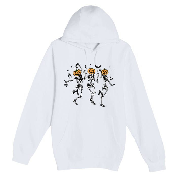 Halloween Pumpkin Dancing Skeleton Costume Premium Pullover Hoodie